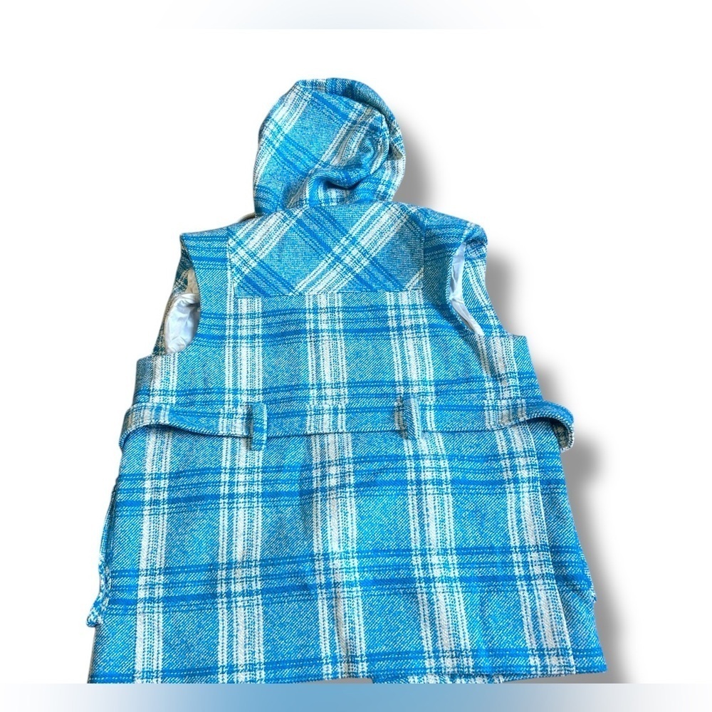 BAUM UND PFERDGARTEN Plaid Vest Jacket Button Up Front Pockets Med Blue White - Picture 8 of 10